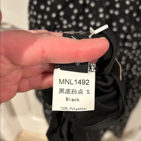 Chic Black and White Polka Dot Long Sleeve Dress - Picture 8 of 8